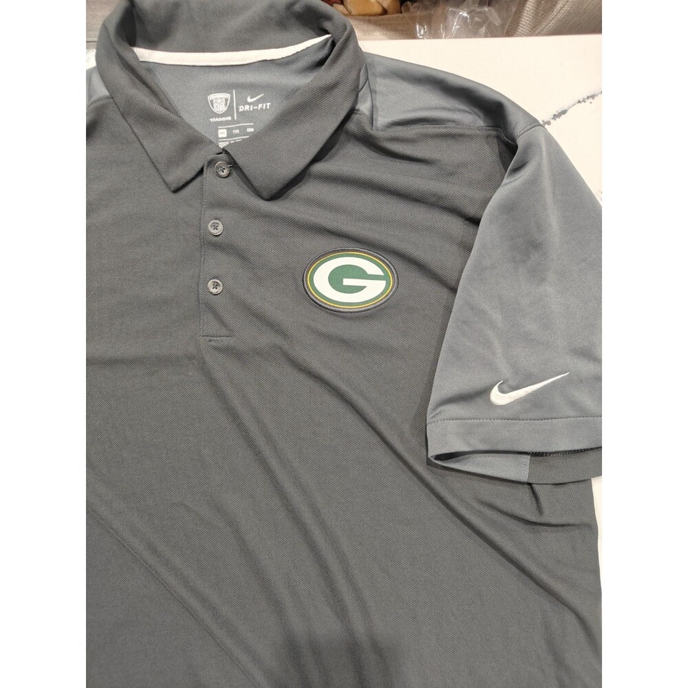 Nike Green Bay Packers Dri-FIT Polo Shirt Mens 2XL Gray NFL Sideline